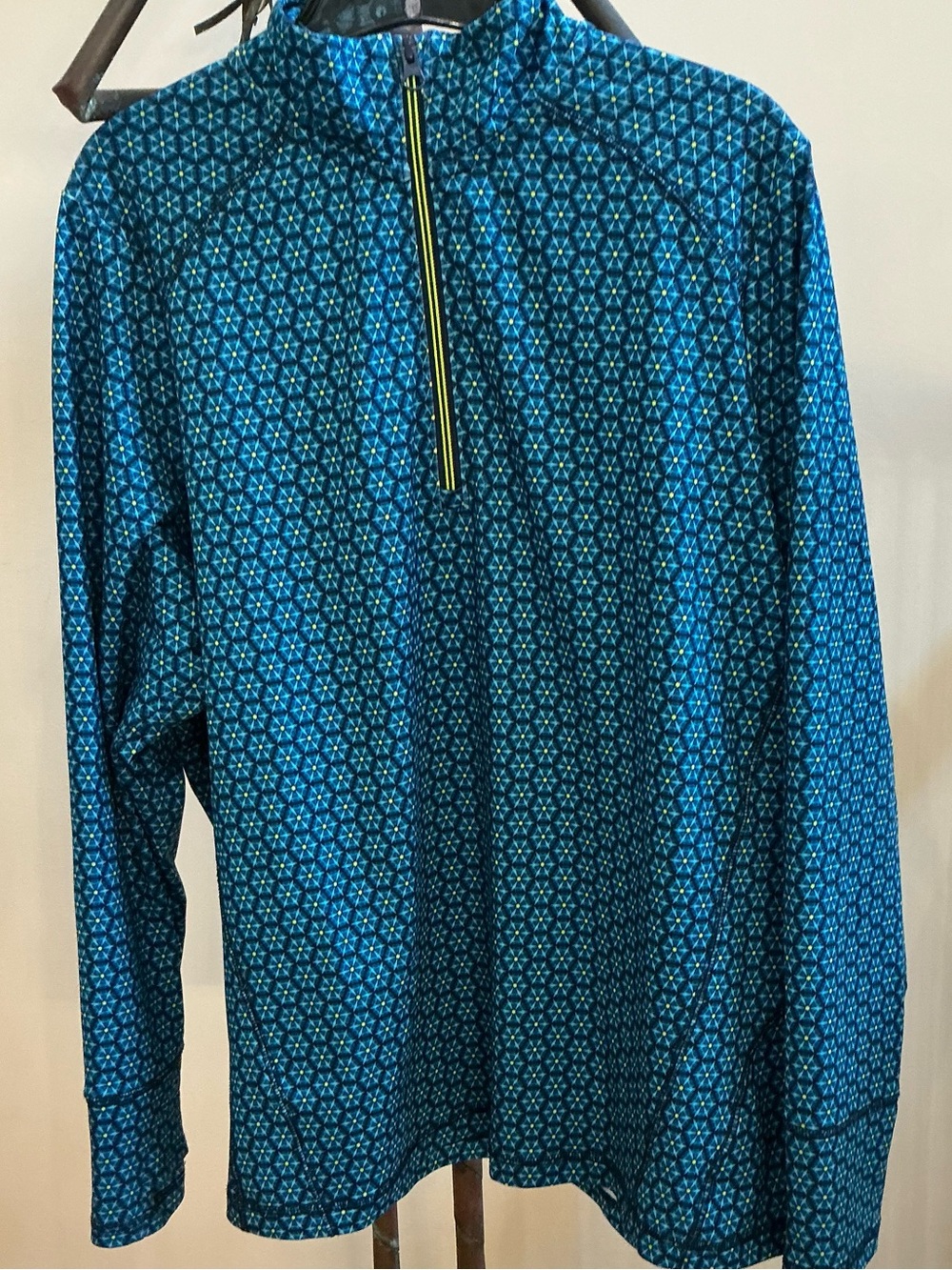Lands' End Sport Teal Star-Pattern Quarter-Zip Performance Pullover